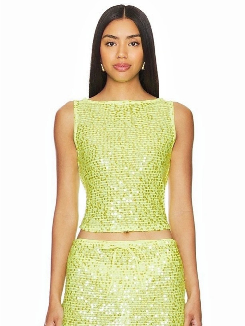 Lovers and Friends Sequin Crop Top Green